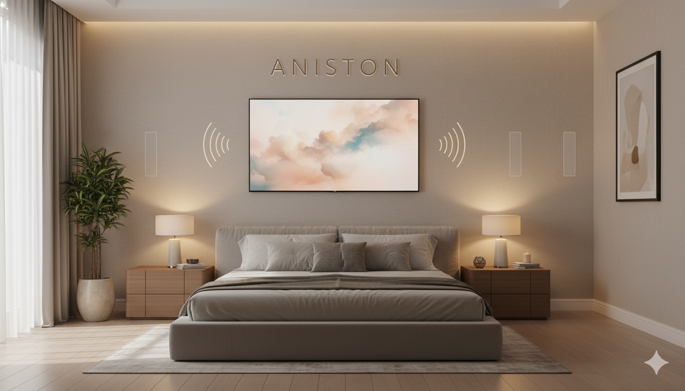 YZ6030 above a bedroom headboard