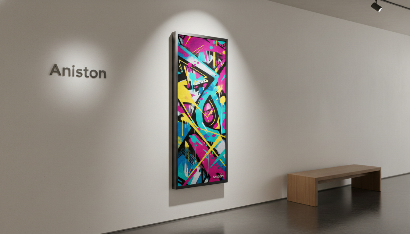 Living room scene with the ultra-thin wall art speaker