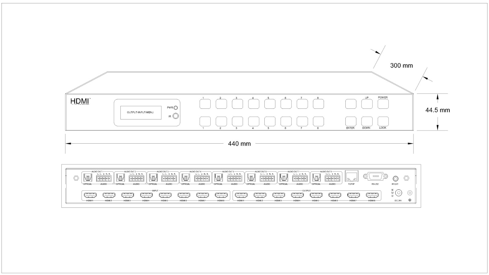 matrixOne-88-elite-4k-hdr-matrix-switcher-product-dimension