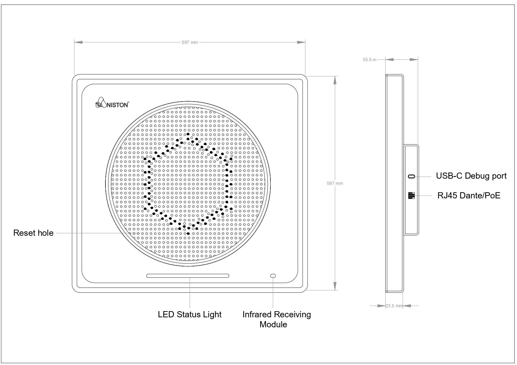 aniston-ceiling-microphone-product-dimension